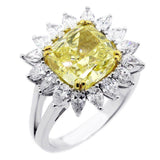 1.5ct Cushion Cut Yellow Sapphire Pear Halo Engagement Ring 14k White Gold Over