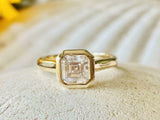 2ct Engagement Ring Asscher Cut Diamond Bezel Set Solitaire 14k Yellow Gold Over