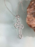 1.2ct Round Cut VVS1 Diamond Pendant Chain Jesus Cross Design 14k WhiteGold Over