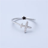 Aeroplane Design Engagement Ring 1.2ct Round Cut Diamond 14k White Gold Finish