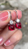 0.7ct Cushion Simulated Pink Ruby Leverback Drop Earrings 14k White Gold Plated