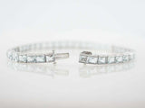 11.27ct Radiant Cut Blue Aquamarine Elegant Tennis Bracelet 14k WhiteGold Finish