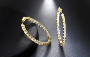 3ct Round Cut Diamond Elegant Wedding Party Hoop Earrings 14k Yellow Gold Finish