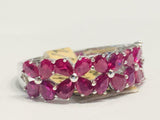 2.7ct Wedding Ring Band Pear Cut Pink Ruby Floral 14k White Gold Finish