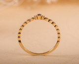 0.15ct Round Cut Blue Sapphire Engagement Ring Minimalist 14k Yellow Gold Finish