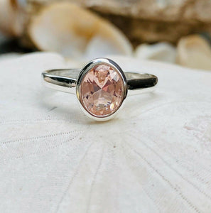 2ct Engagement Ring Oval Cut Morganite Bezel Set Solitaire 14k White Gold Finish