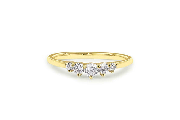 Five Stone Engagement Ring 0.7ct Round Cut VVS1D Diamond 14k Yellow Gold Finish