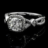 3Ct Round Diamond Stylish Split Shank Halo Engagement Ring 14K White Gold Finish