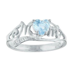 1ct Engagement Ring Heart Cut Aquamarine Mom Mothers Day 14k White Gold Finish