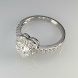 2ct Heart Cut Diamond Engagement Ring Halo 14k White Gold Over with Round Accent