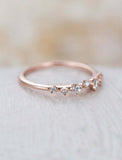 0.6ct Round Cut Diamond Engagement Ring Minimalist Cluster 14k Rose Gold Finish