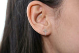 Jesus Cross Stud Earrings 1ct Round Cut VVS1D Diamond 14k Rose Gold Finish