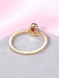 1ct Pear Cut Red Garnet Wedding Band V Shaped Petite Curved 14k Yellow Gold Over