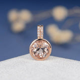 1.2ct Round Cut Diamond Pendant with Chain Bezel Solitaire 14k Rose Gold Finish