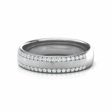 1ct Wedding Ring Band Round Cut Diamond Two Row Textured 14k White Gold Finish