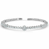 5ct Round Cut Diamond Floral Women Cuff Bangle Bracelet 14K White Gold Finish