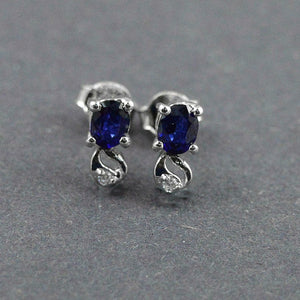 1.5ct Drop Earrings Oval Cut Blue Sapphire Stylish Design 14k White Gold Finish