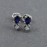 1.5ct Drop Earrings Oval Cut Blue Sapphire Stylish Design 14k White Gold Finish