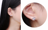 2ct Cushion Cut VVS1D Diamond Halo Solitaire Stud Earrings 14k Rose Gold Finish