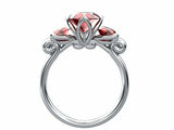 1.6ct Round Cut Red Garnet Engagement Ring Solitaire Trilogy 14k White Gold Over