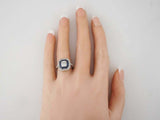 4ct Cushion Diamond Engagement Ring Blue Sapphire Dual Halo 14k White Gold Over