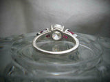 2ct Round Cut Diamond Trilogy Engagement Ring 14k White Gold Finish Ruby Accents