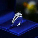 2ct Princess Cut Diamond Engagement Ring 14k White Gold Finish Halo Split Shank