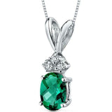 1Ct Oval Cut Green Emerald Diamond Stylish Pendant 14K White Gold Over NO CHAIN