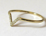 V Shape Solitaire Wedding Ring Band 1ct Round Cut Diamond 14k Yellow Gold Finish