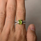 2ct Cushion Cut Green Peridot Engagement Ring 14k White Gold Over Diamond Accent