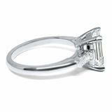 3.2ct Emerald Cut Diamond Baguette Accents Trilogy Ring 14k White Gold Finish