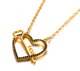 0.8ct Round Cut Black Diamond Pendant Chain Heart Arrow 14k Yellow Gold Finish