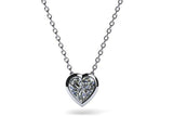 1ct Diamond Pendant with Chain Heart Cut Bezel Set Solitaire 14k White Gold Over