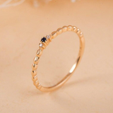 0.15ct Round Cut Blue Sapphire Engagement Ring Minimalist 14k Yellow Gold Finish