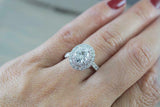 2.5ct Oval Cut Diamond Engagement Ring 14k White Gold Finish Dual Halo Solitaire