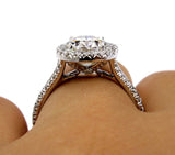 3.3Ct Oval Cut Diamond Halo Split Shank Engagement Ring 18K White Gold Finish