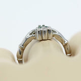 1ct Heart Cut Green Emerald Engagement Ring Claddagh Irish 14k White Gold Finish