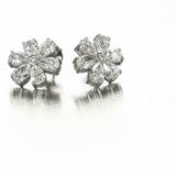 0.4ct Pear Cut VVS1D Diamond Stylish Flower Stud Earrings 14k White Gold Finish