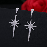 4ct Round Cut Diamond Large Long Star Women Stud Earrings 14k White Gold Finish