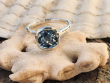 1.6ct Engagement Ring Cushion Cut London Blue Topaz Solitaire 14k WhiteGold Over