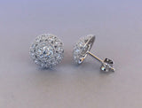 Art Deco Milgrain Stud Earrings 1ct Round Cut VVS1 Diamond 14k White Gold Finish