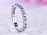 1ct Round Blue Aquamarine Infinity Eternity Wedding Band 14k White Gold Finish