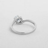 2ct Oval Cut Diamond Engagement Ring Swirl Twist Solitaire 14k White Gold Finish