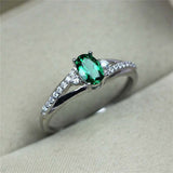 1.2ct Oval Cut Green Emerald Engagement Ring Split Shank 14k White Gold Finish