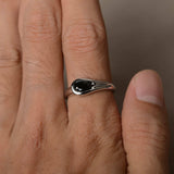 Solitaire Engagement Ring 0.75ct Oval Cut Black Diamond 14k White Gold Finish