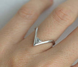 0.5ct Trillion Cut Diamond Engagement Ring 14k WhiteGold Over V shaped Solitaire