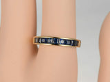 2ct Princess Blue Sapphire Channel Set Half Eternity Band 14k Yellow Gold Finish