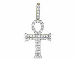 2ct Round Cut VVS1D Diamond Flared Ankh Cross Pendant 14k Yellow Gold Finish