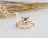 2ct Princess Cut Diamond Milgrain Accent Solitaire Ring Women 14k Rose Gold Over