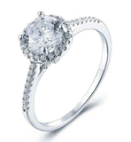 1.4ct Round Cut VVS1D Diamond Engagement Ring Halo Solitaire 14k White Gold Over